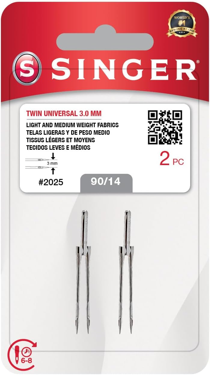 Twin Universal Sewing Machine Needles, Size 90/14-2PCS